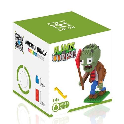 

Конструктор Растения против зомби Micro Brick Зомби с флагом Plants vs Zombies 290 деталей