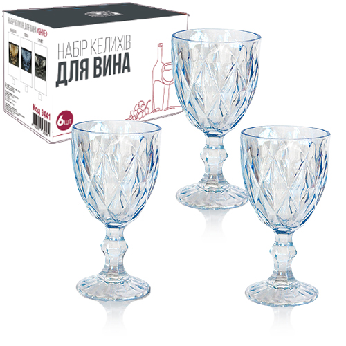 

Набор бокалов для вина S&T Shine топаз 340 мл 6 шт Blue (9442)