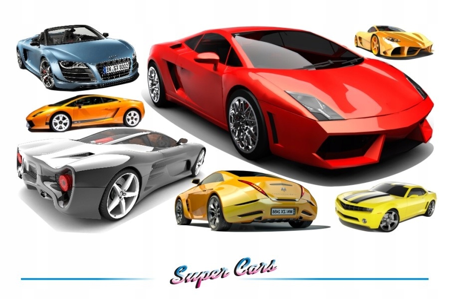 

Наклейки на стену Naklejkolandia Super Cars 100 х 200 см (10)