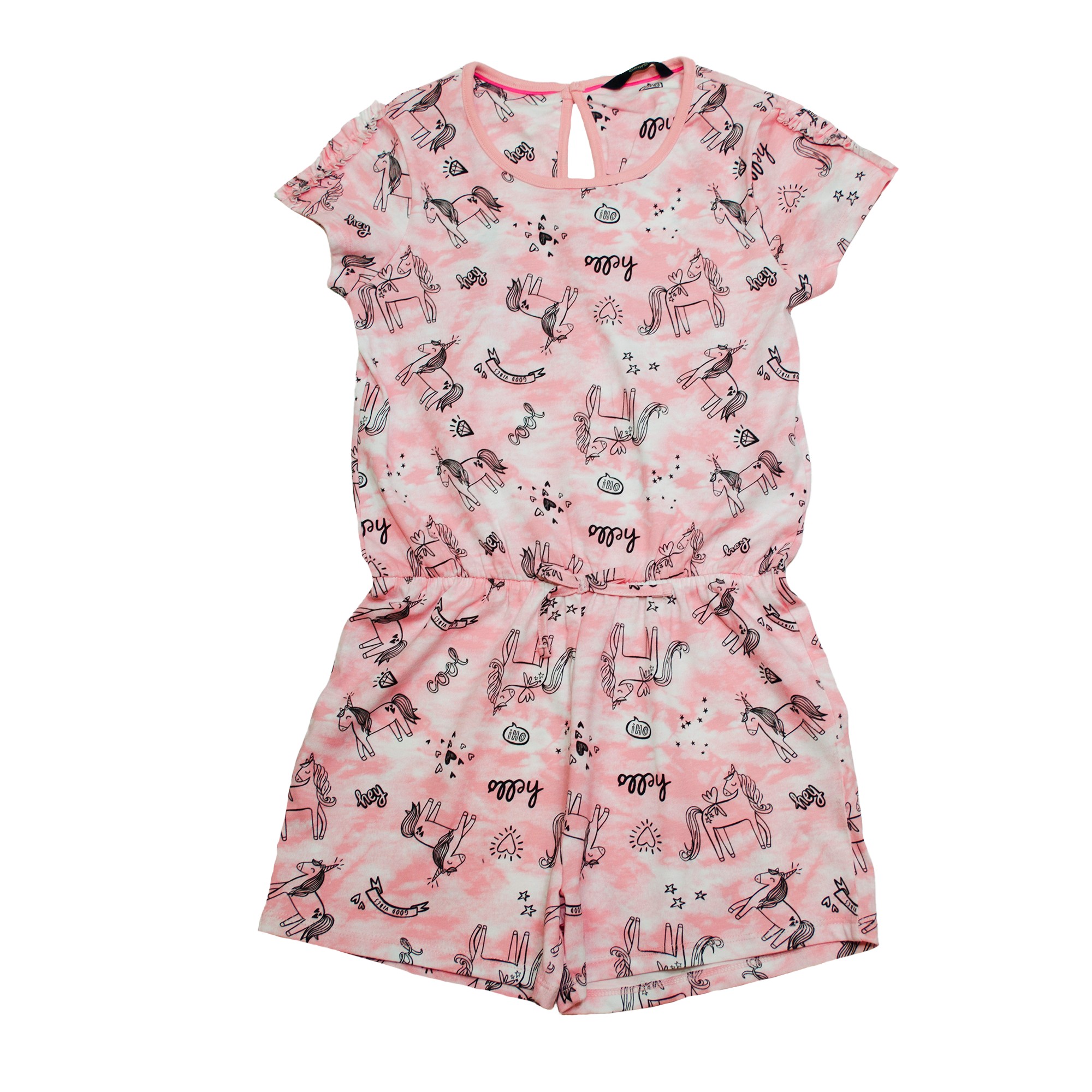 

Комбинезон для девочки ( 1 шт ) George розовый с единорогами и надписями с короткими рукавами на лето 8-9 лет (128-135 см) 1028