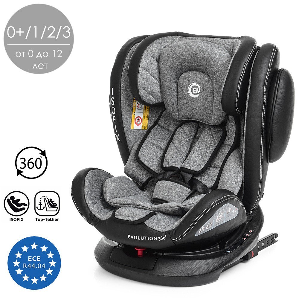 

Детское Автокресло Десткое 0+1,2,3 группы c системой ISOFIX 0-36 кг El Camino ME 1045 Evolution 360 Royal Gray Серое