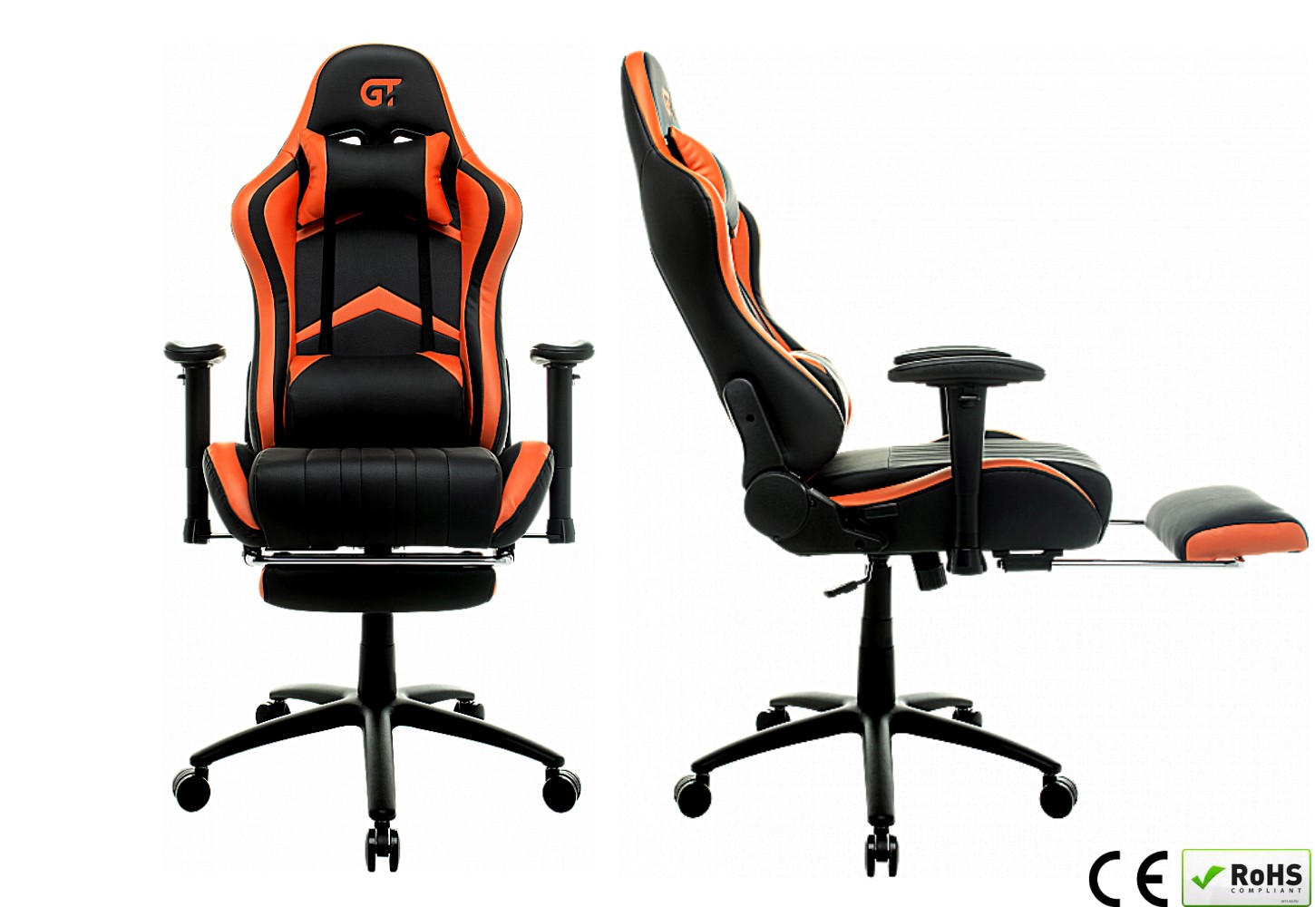 

Компьютерное Игровое Кресло Геймерское с Подножкой для Геймера GT Racer X-2534-F Черное / Оранжевое