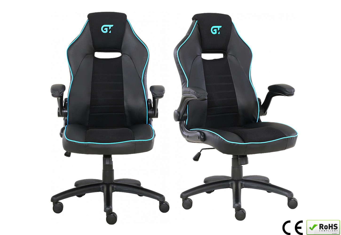 

Компьютерное Игровое Кресло Геймерское с TILT для Геймера GT Racer X-2760 Черное / Голубое