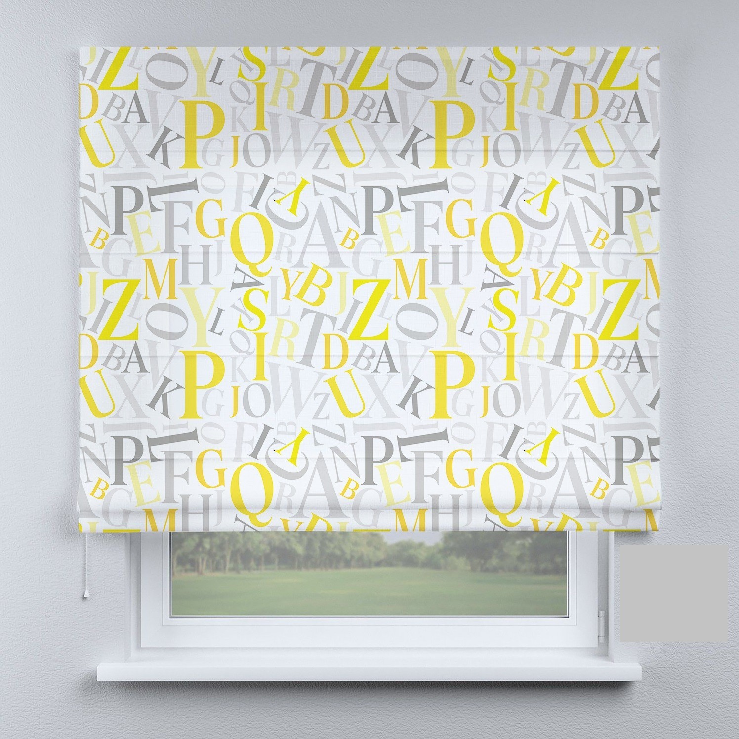 

Римские шторы DECOLIV буквы желто-серые 210*170 см