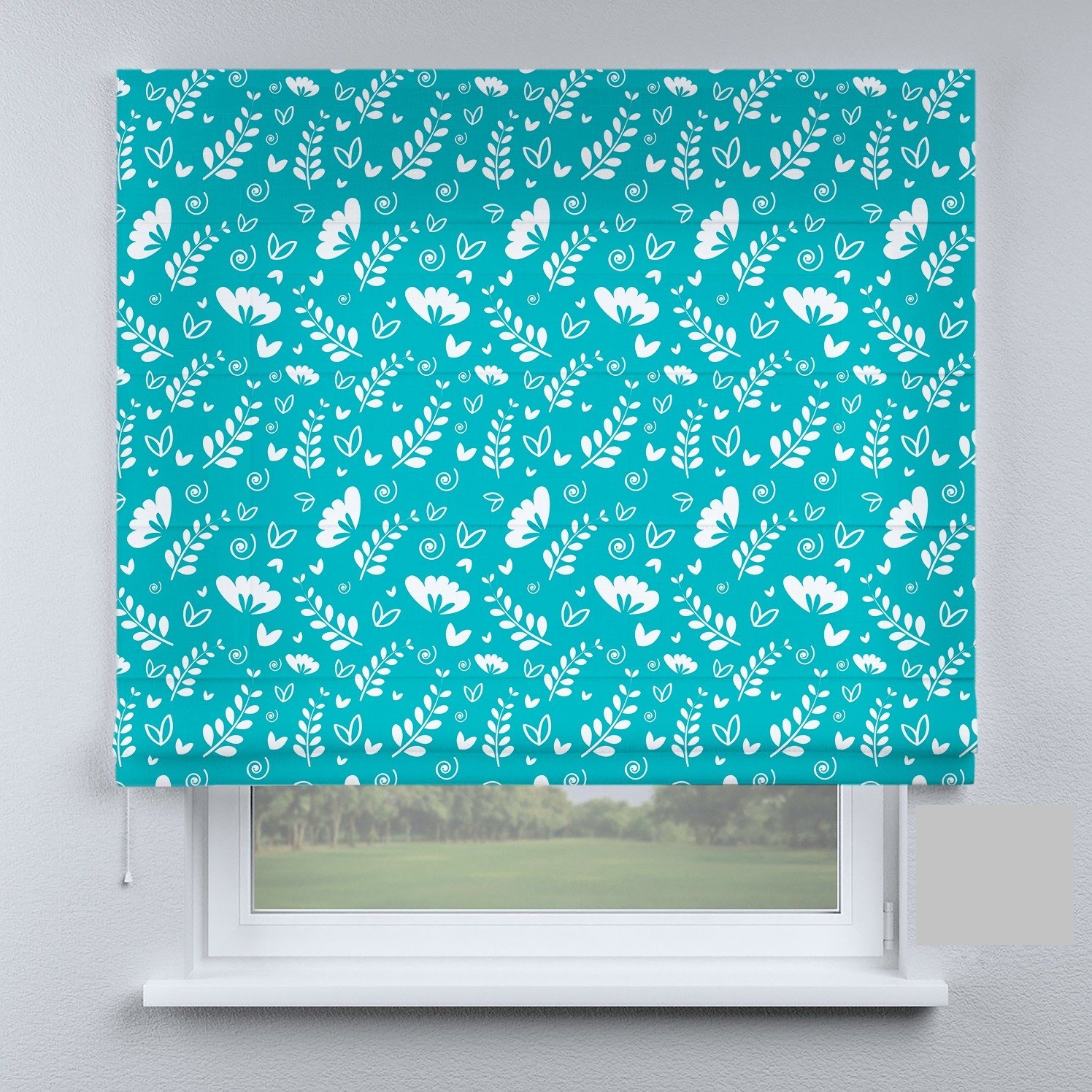 

Римские шторы DECOLIV листья на голубом фоне 280*170 см