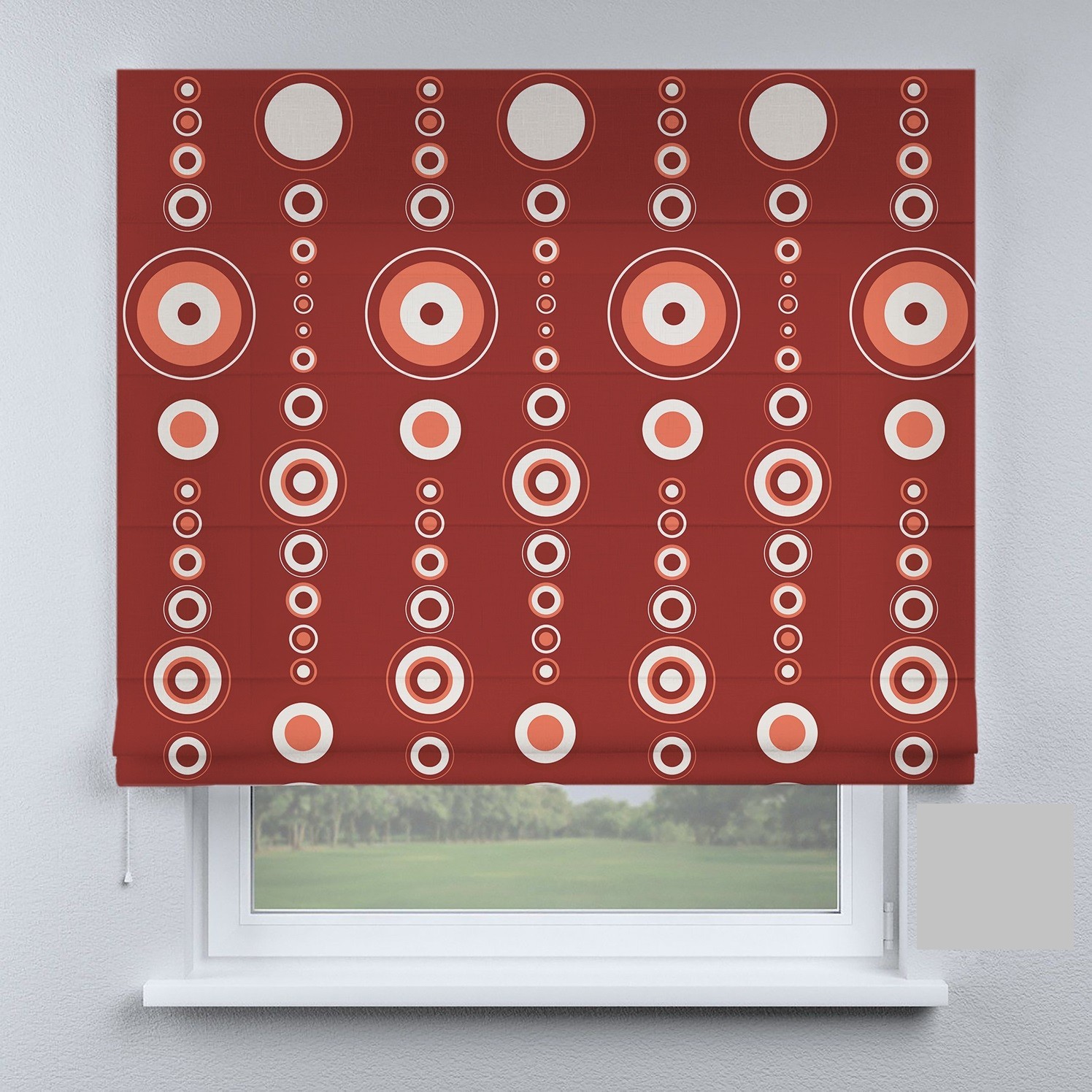 

Римские шторы DECOLIV круги на красном фоне 220*170 см