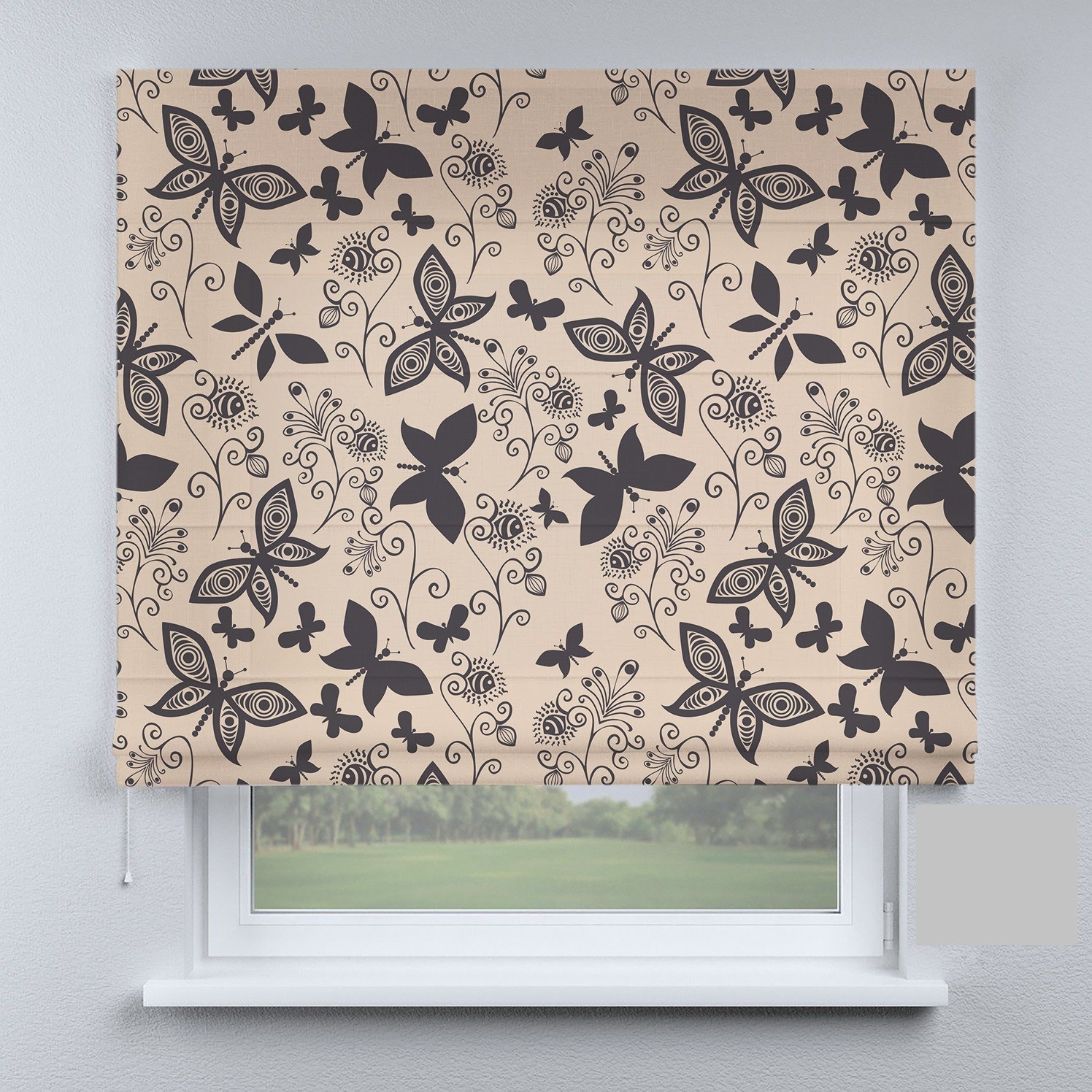 

Римские шторы DECOLIV бабочки с цветами коричневые 240*170 см