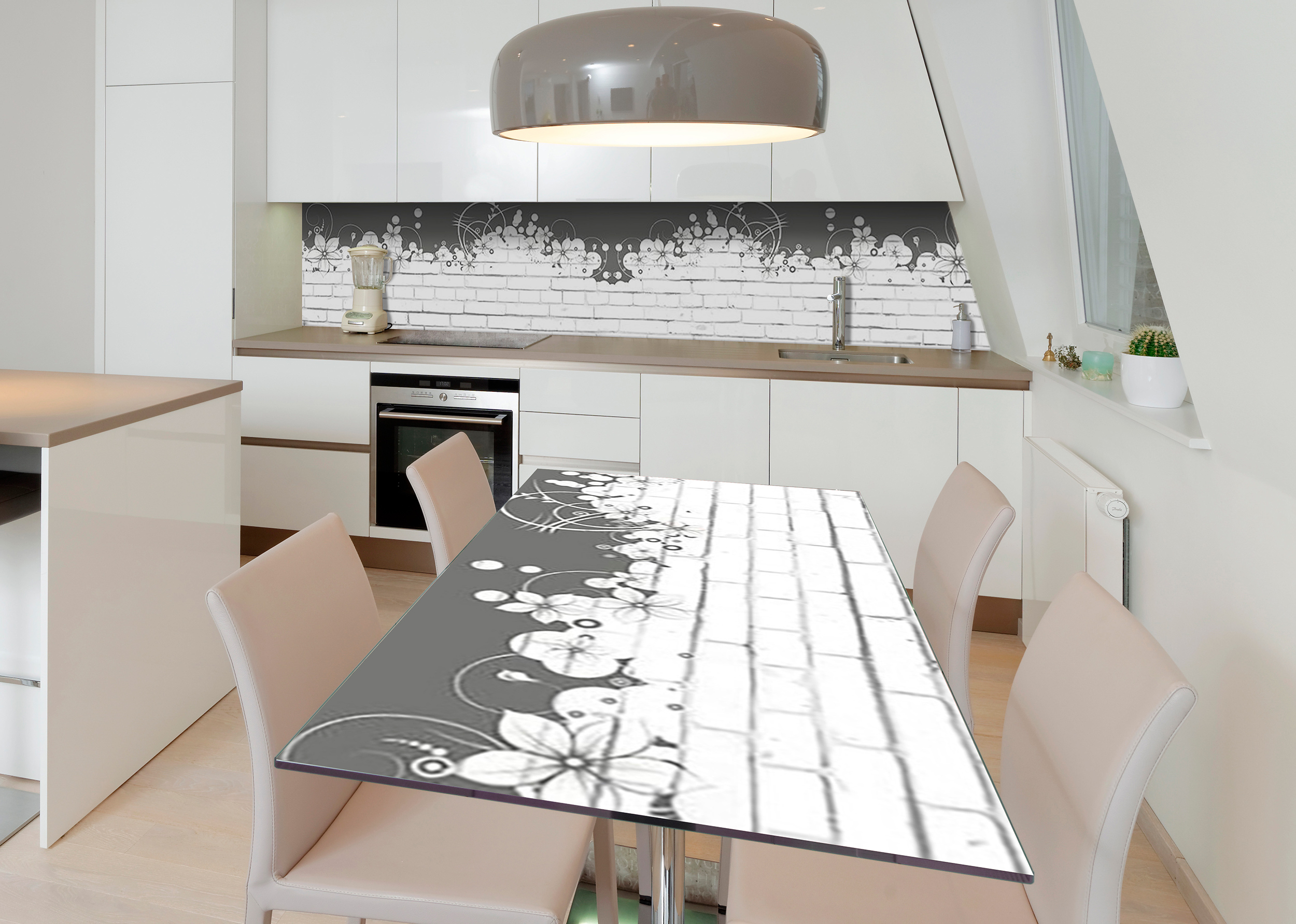 

Виниловая 3D наклейка на стол Zatarga Белый кирпич 600х1200 мм