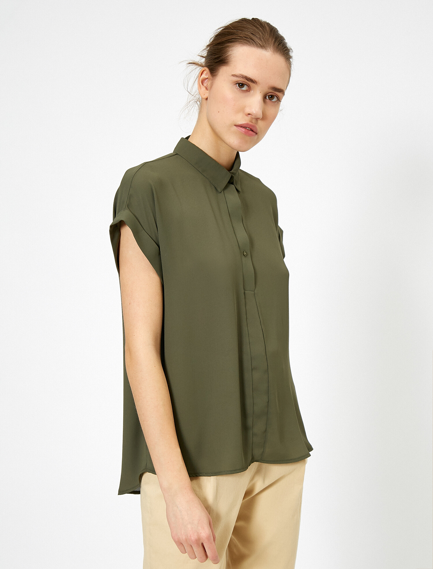 

Блузка Koton 0KAK68921PW-890 36 Khaki