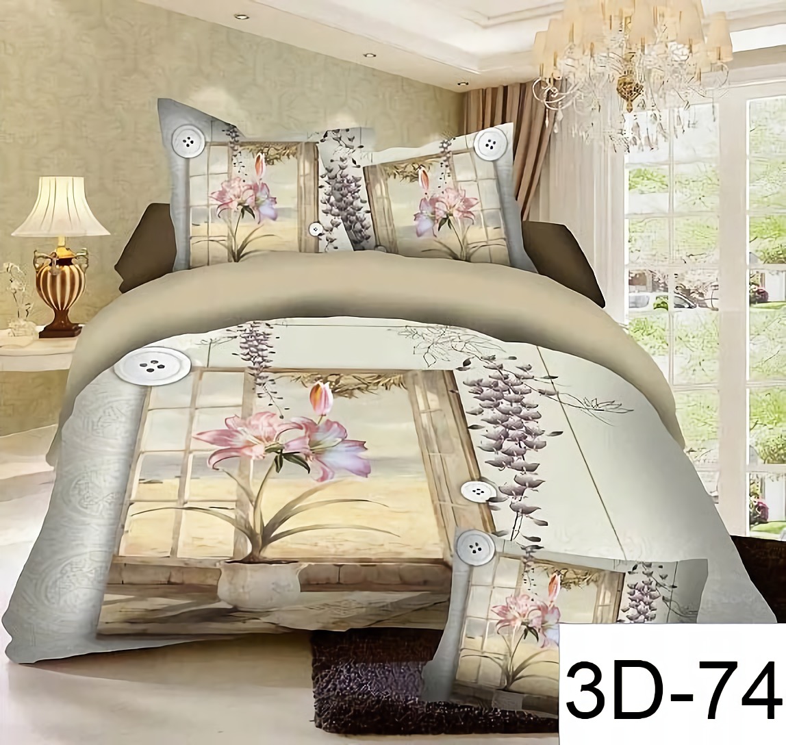 

Одностороннее постельное бельё 3D Homeeuro Цветок на окне 200 х 220 см, 4 эл. (3D-74)