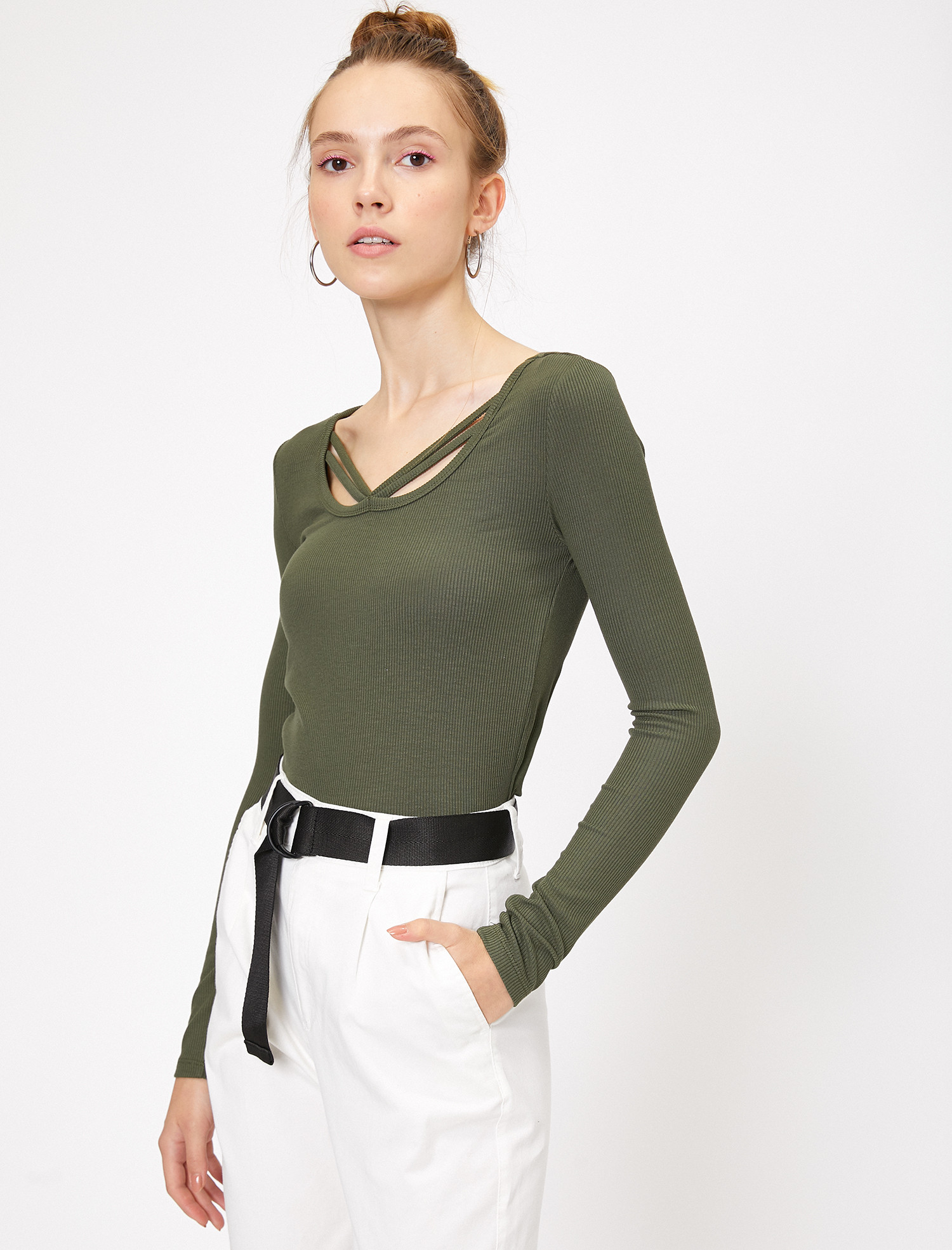 

Лонгслив Koton 0KAL18160OK-801 XS Khaki