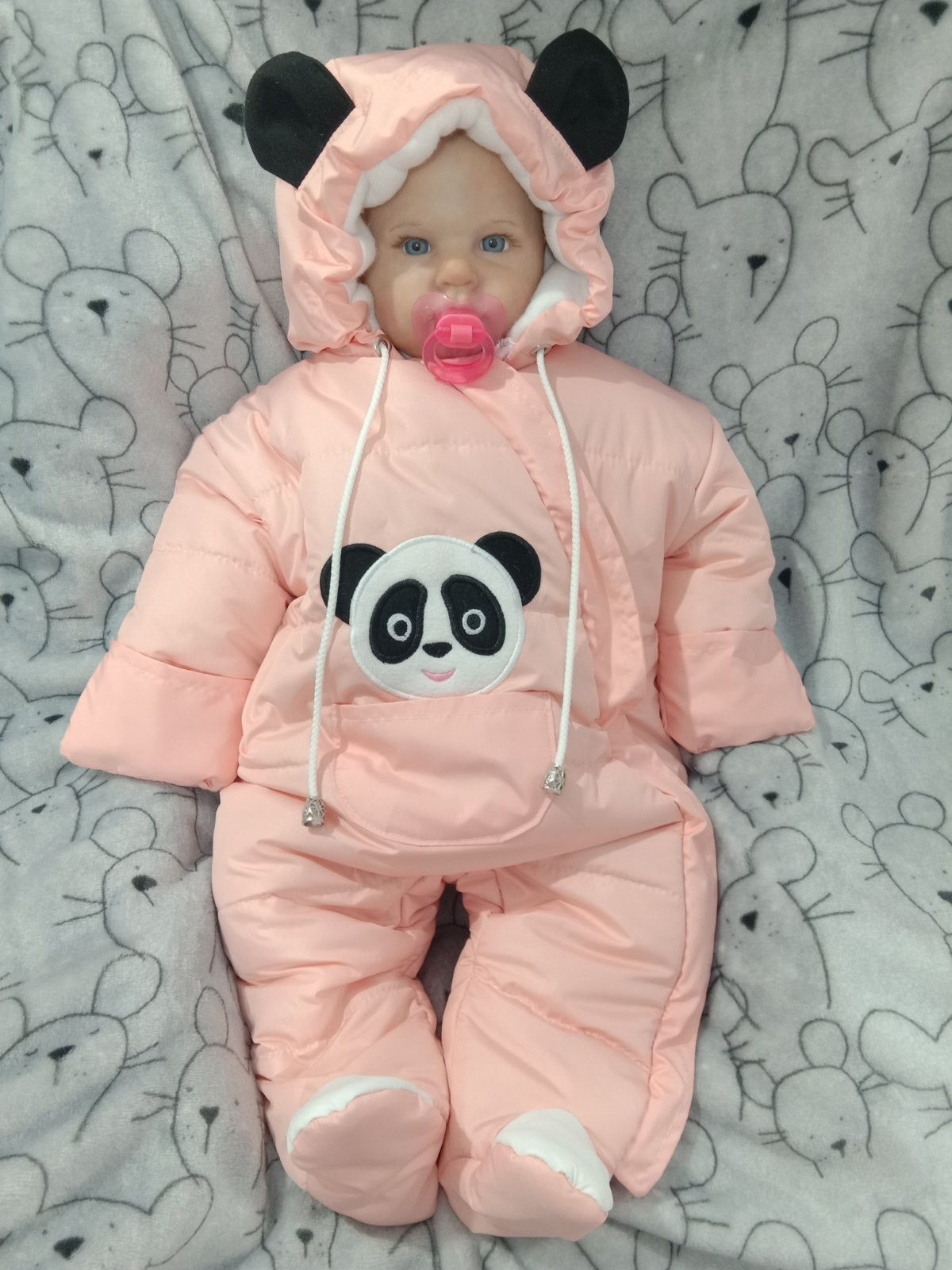 

Демисезонный комбинезон KIDDYWEAR Панда 68р персиковый