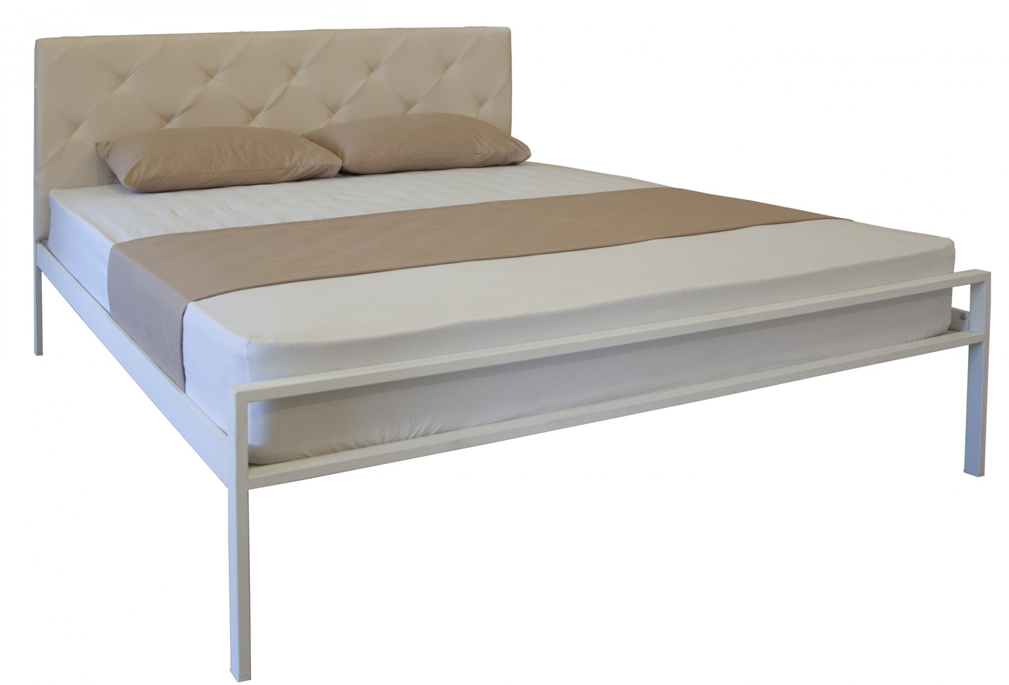 

Кровать Melbi 90х200 см металл белый + бежевый Бланка 02