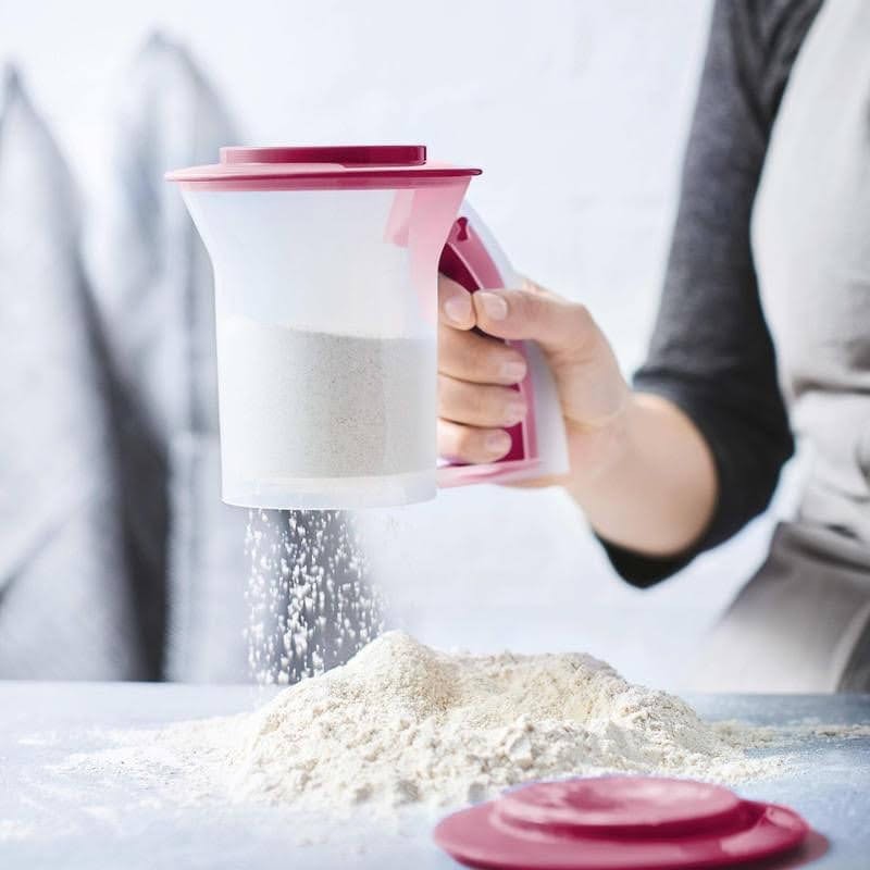 

Сито кружка для муки Tupperware бордовая