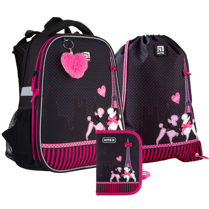 

Школьный набор рюкзак + пенал + сумка Kite Weekend in Paris (K21-531M-3) 1000 г 38x29x16 см 16 л черный