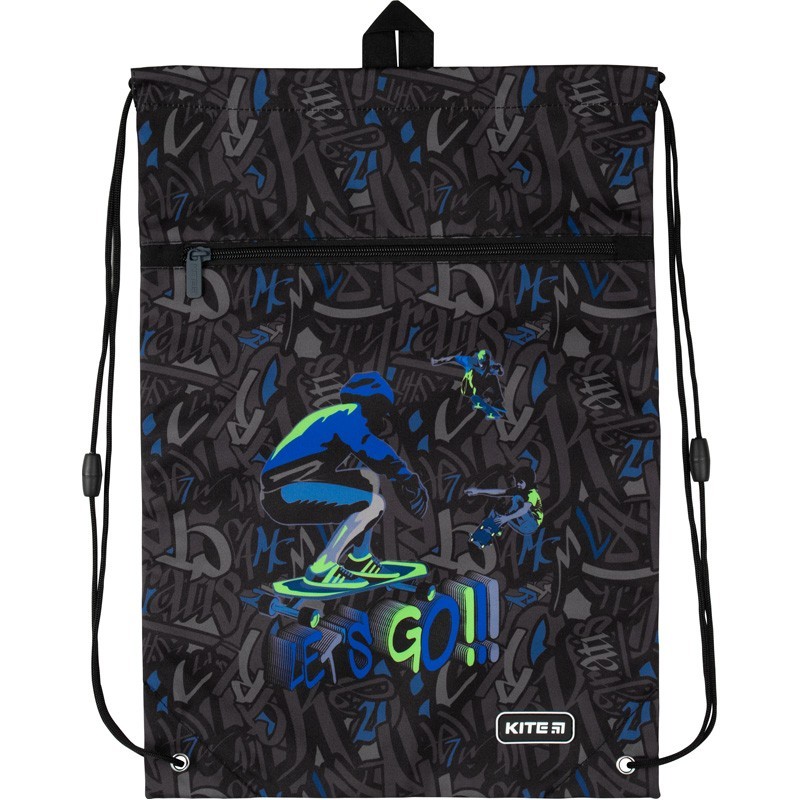 

Сумка для обуви с карманом Kite 601 Dino and skate K20-601M-16 Черный