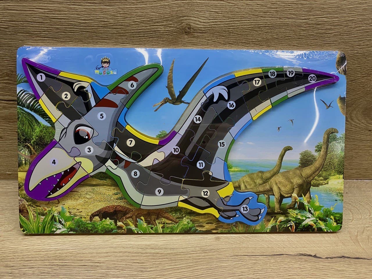 

Развивающие деревянные 3Д-пазлы динозавры Wood Toys Птерозавр 40*22,5 см