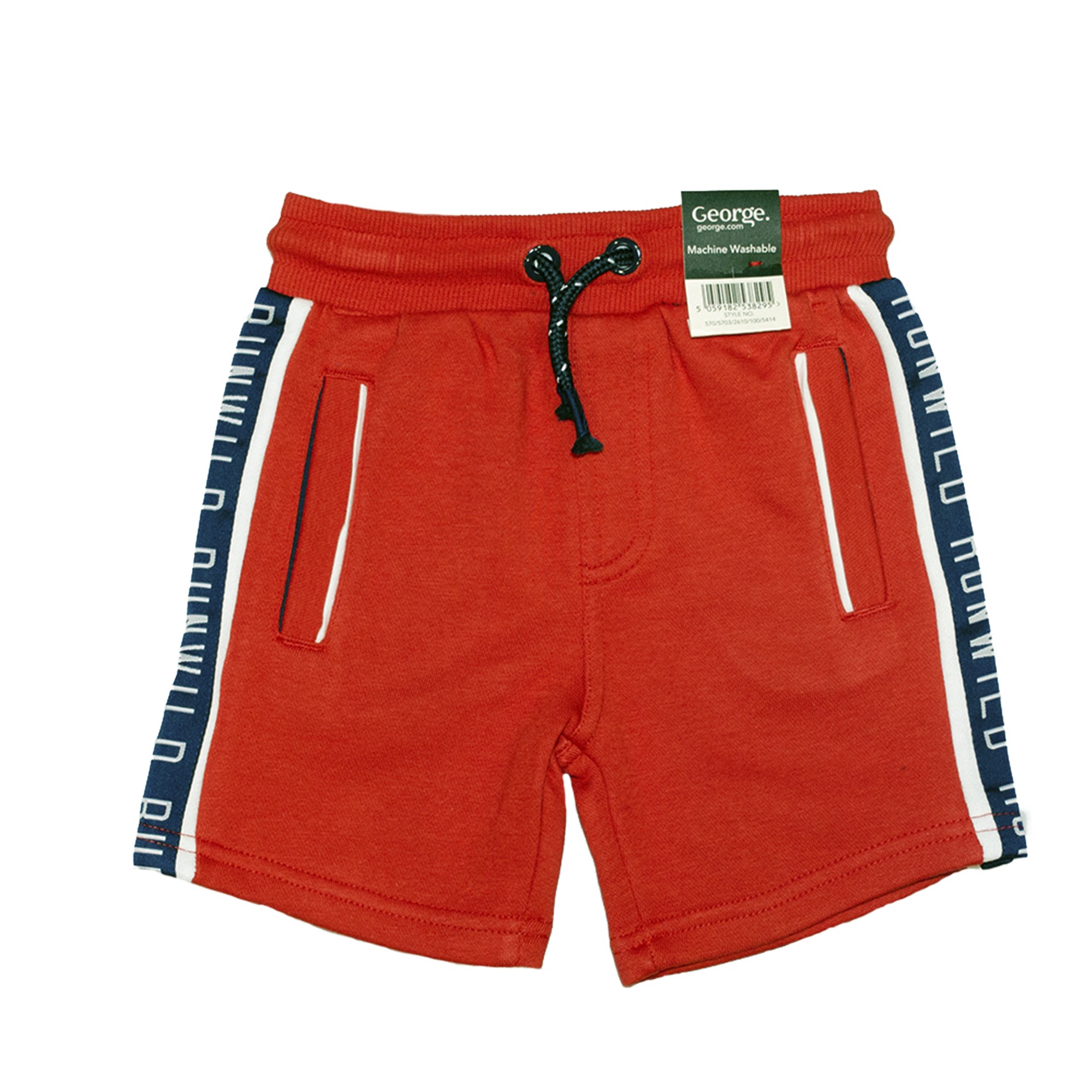 

Шорты для мальчика ( 1 шт ) George красные спортивные с лампасами синего цвета 4-5 лет (104-110см) 900