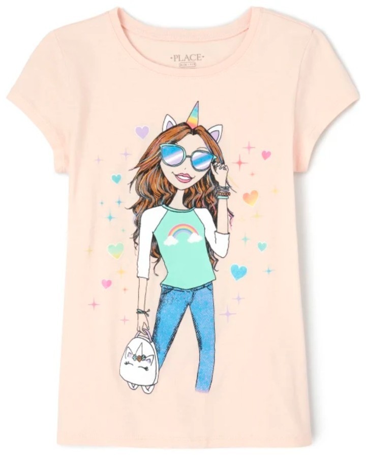 

Футболка Children's Place с принтом "Girls Glitter Rainbow Girl Graphic Tee" 7-8 лет 128 - 133 см / 26 - 29 кг розовая с принтом