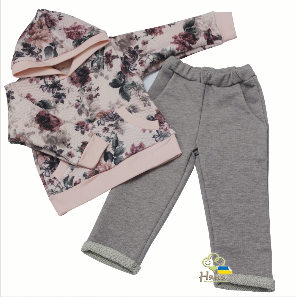 

Комплект кофта и штаны Няня Дикая роза 74 размер персиковый, серый