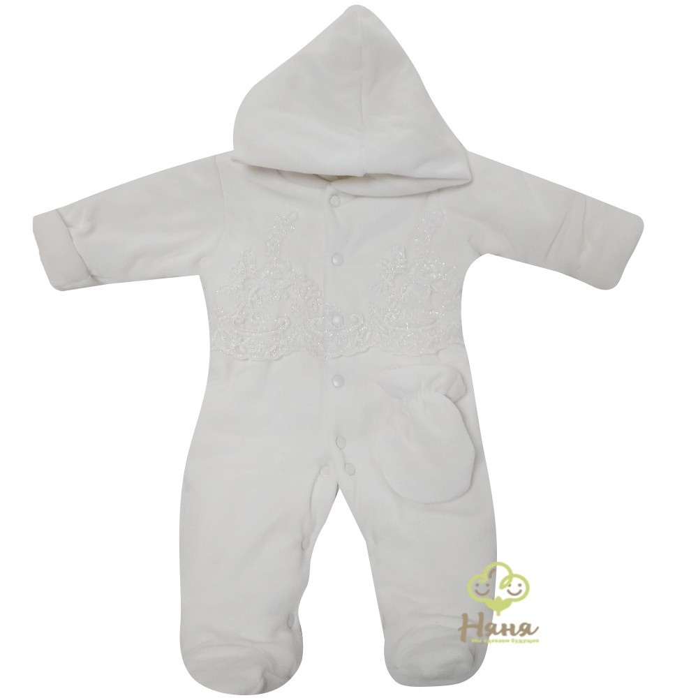 

Комбинезон Няня молочный с рукавичками на синтепоне Iceberg baby 56 размер