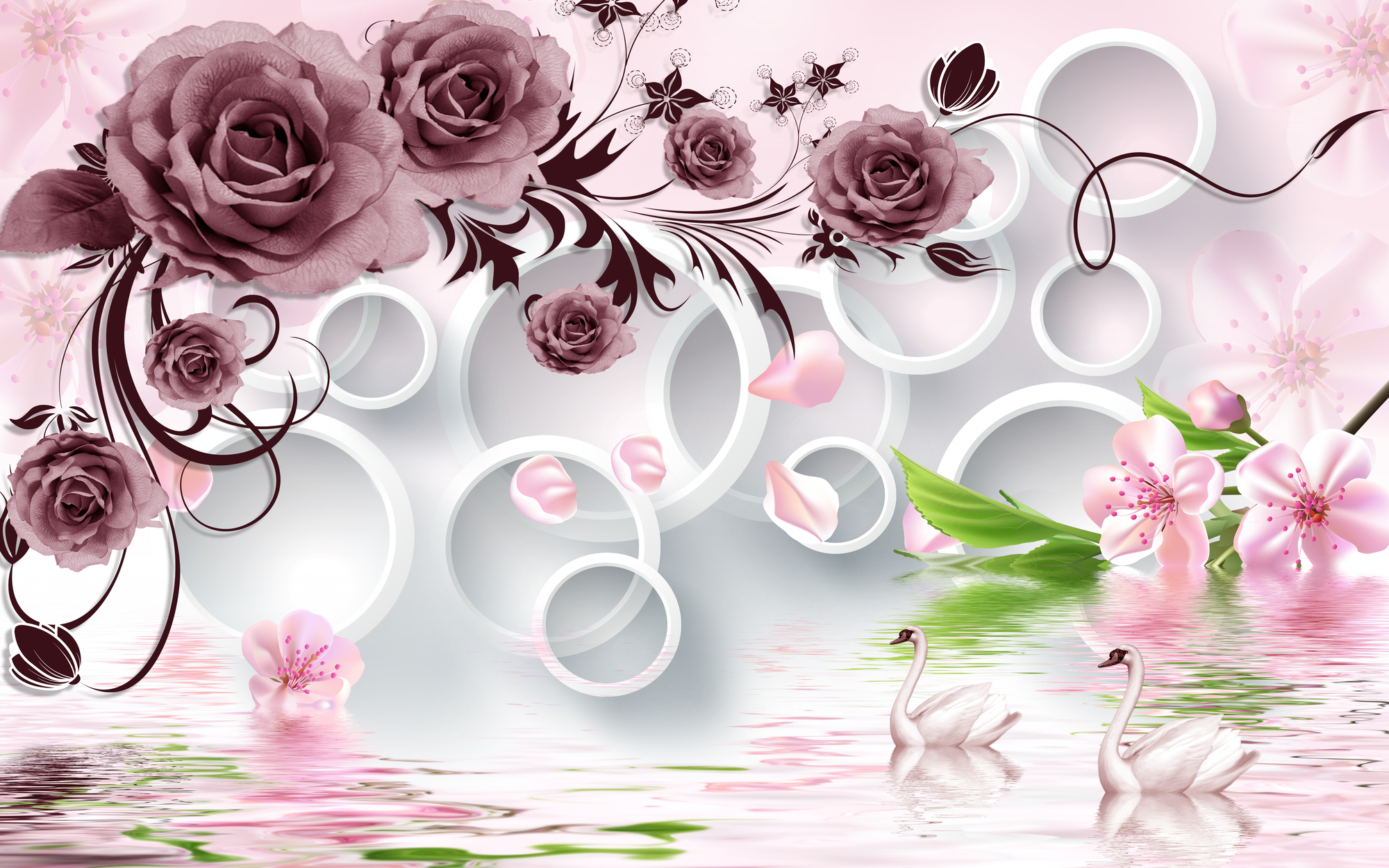 

Фотообои 3D '3D Розы' (3468) , Классик