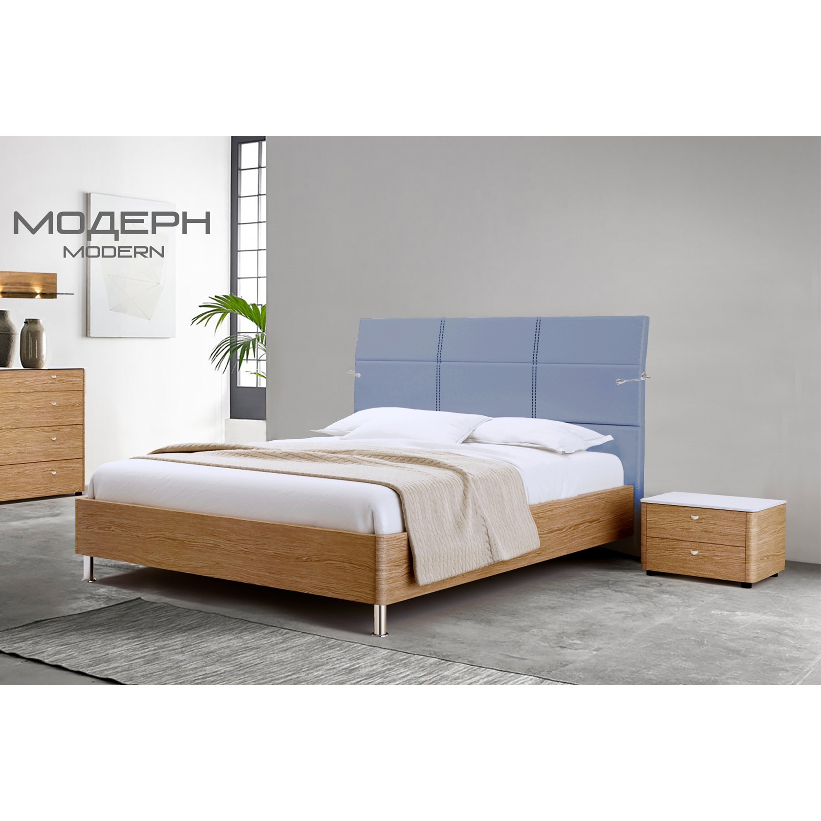 

Кровать Турин модерн (Green Sofa) Голубая 180х200 см 381144_09