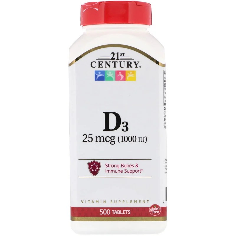 

Витамины 21st Century Vitamin D3 25 мкг 1000 IU 500 таблеток