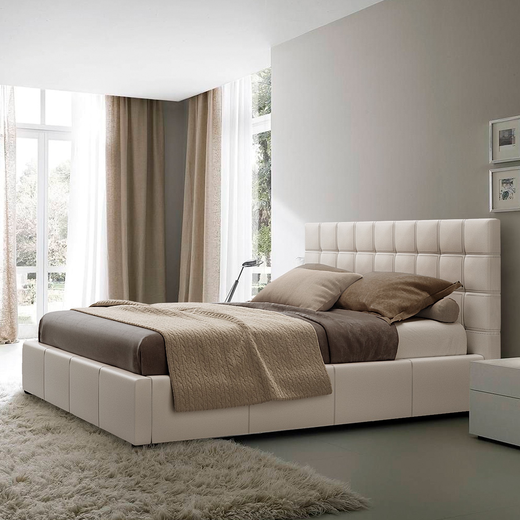 

Кровать Нью-Йорк квадраты (Green Sofa) Бежевая 120х200 см 381129_01