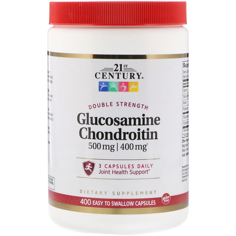 

Для суставов и связок 21st Century Glucosamine / Chondroitin Double Strength 500 мг / 400 мг 400 капсул