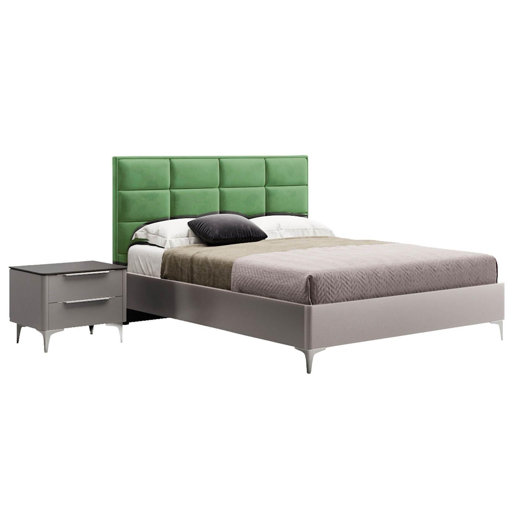 

Кровать Детройт-2 модерн (Green Sofa) Серая + Зеленая 160х200 см 381152_23