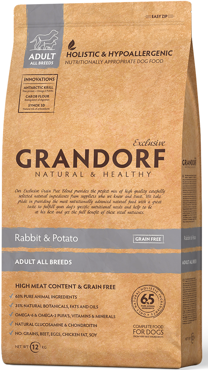 

Сухой корм для собак Grandorf Sensitive Care Holistic Rabbit & Potato All Breeds 12 кг (7030)