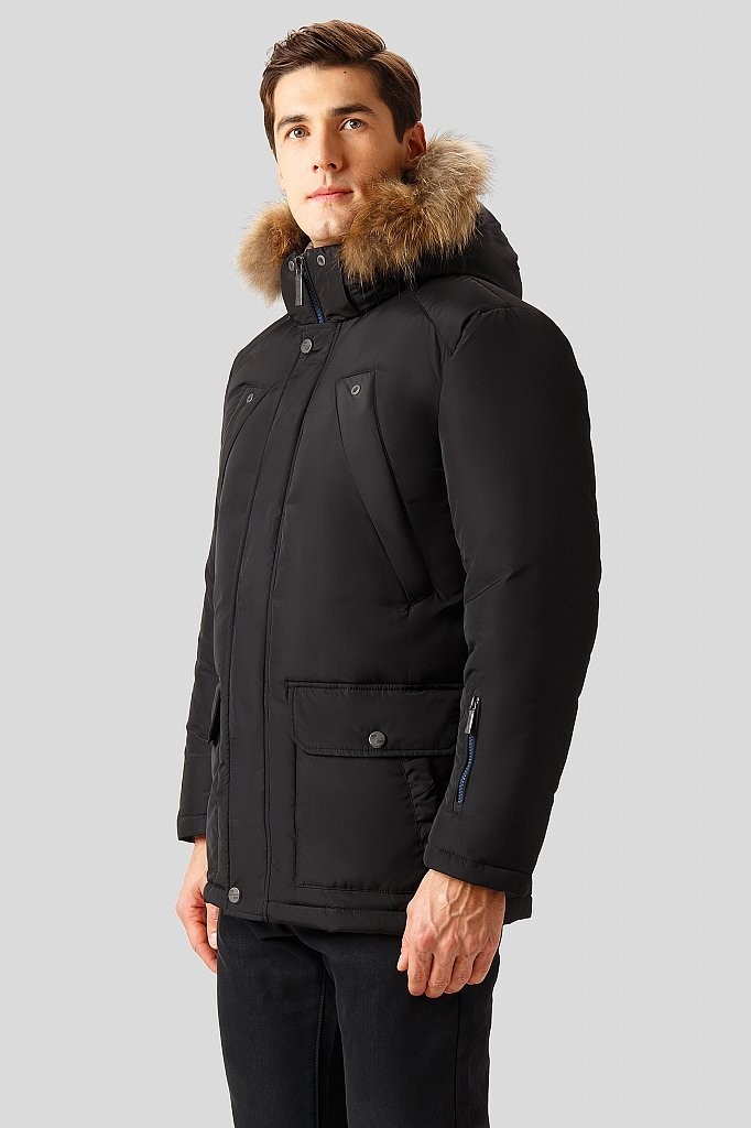 

Мужской пуховик с меховой опушкой Finn Flare W18-42007-200  Черный, Мужской пуховик с меховой опушкой Finn Flare W18-42007-200 XL Черный
