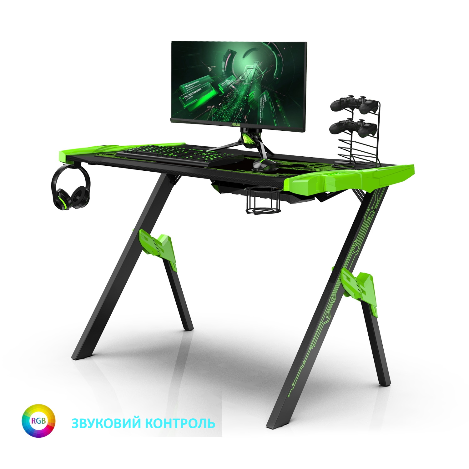 

Компьютерный Игровой Стол для Геймеров GALAXHERO с LED подсветкой и Аудиосенсором (NCG-S)
