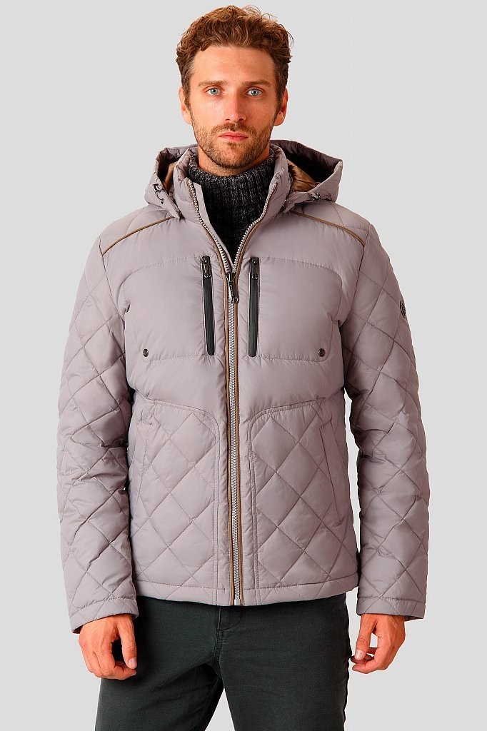 

Мужской стеганый короткий пуховик Finn Flare A18-21013-205 XXL Светло-серый
