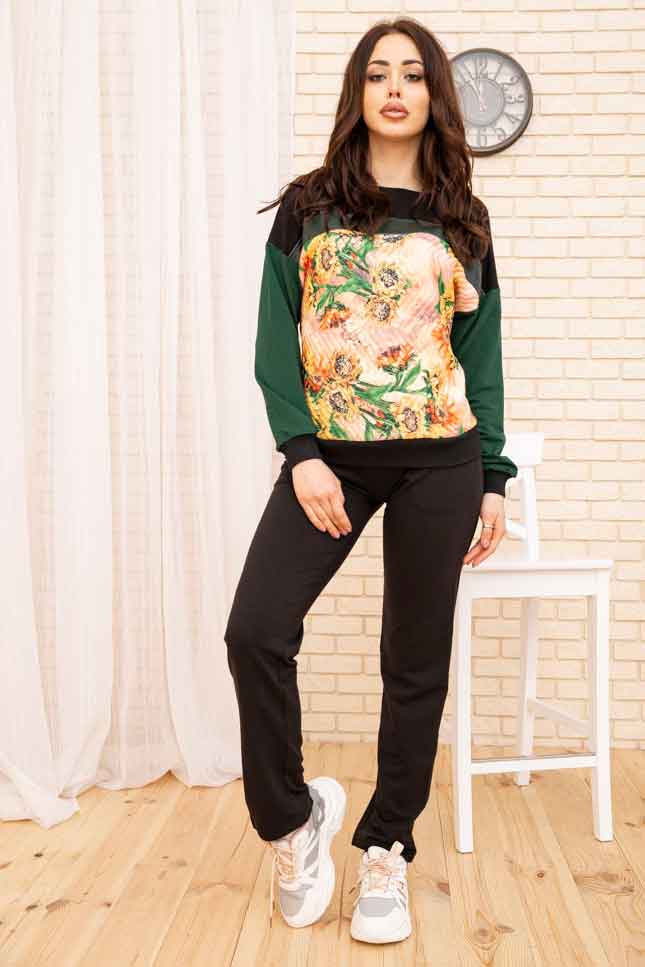 

Костюм женский 167R4-1 цвет Черно-зеленый L
