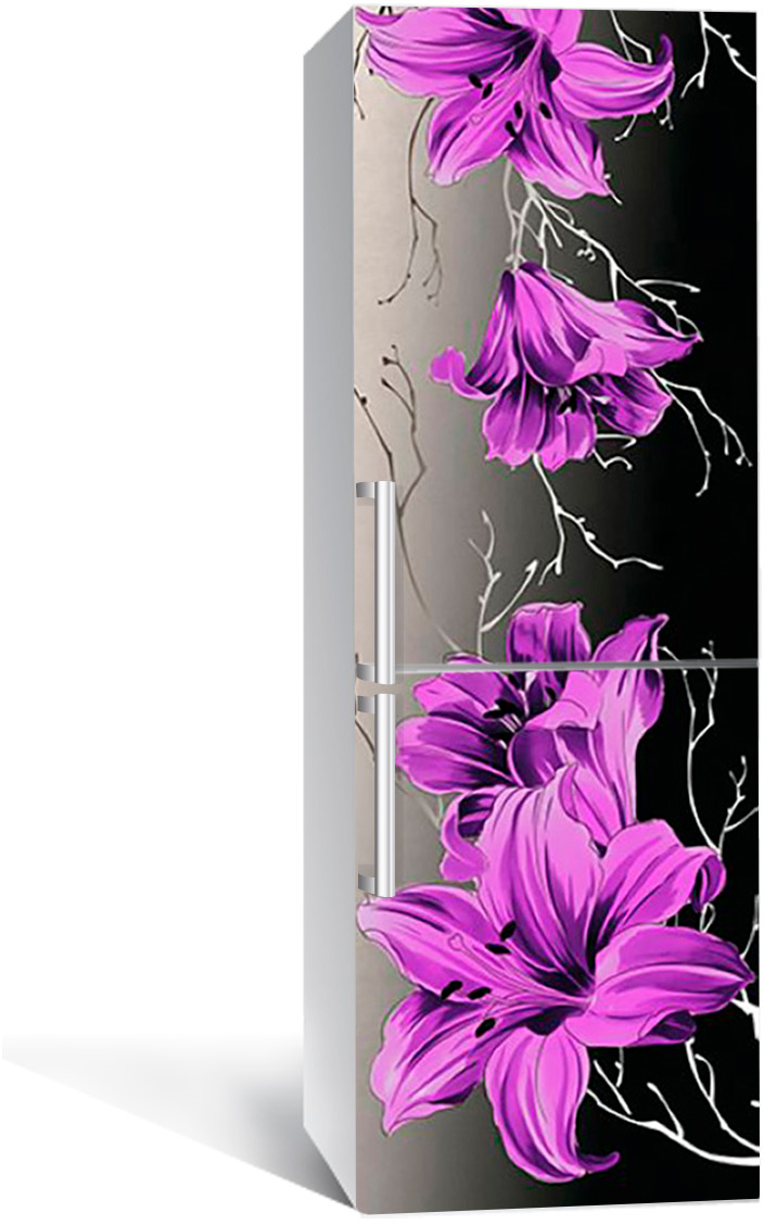 Акція на Виниловая 3D наклейка на холодильник Zatarga Фиолетовые лилии 650х2000 мм (Z182736re) від Rozetka UA