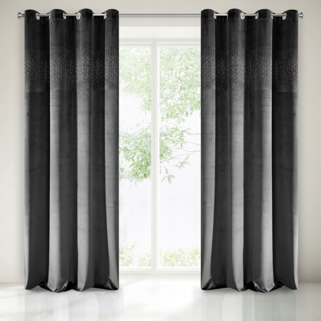 

Велюровая портьера EuroFirany Velvet с искусственными цирконами 140 х 250 см (Grey)