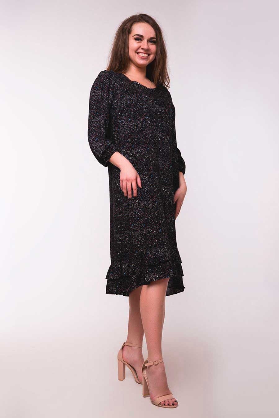 

Летнее платье с рюшей Jesstore С8200-2 5XL Черное