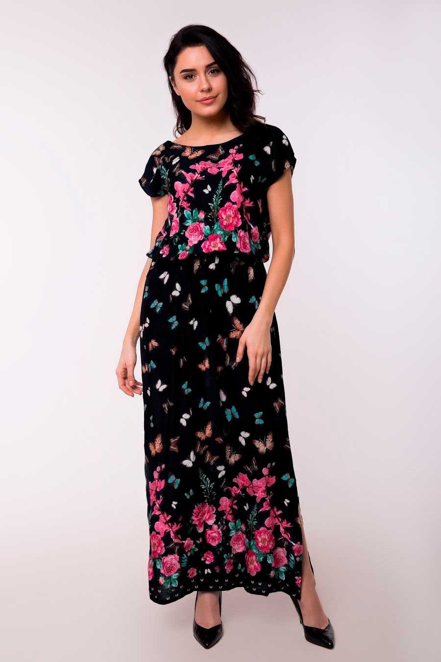 

Летнее платье с резинкой по талии и принтом "бабочки" Jesstore 6100D-22 L