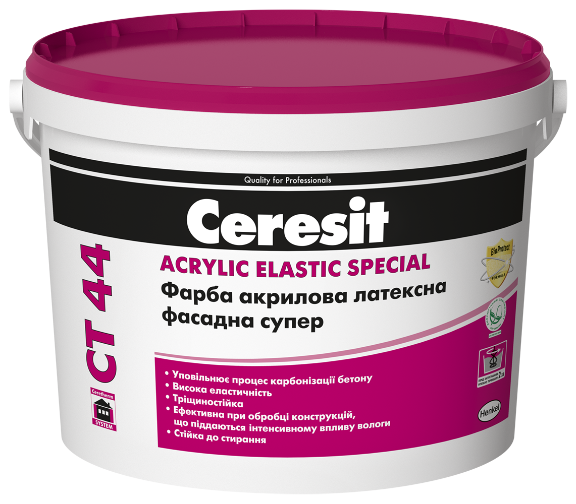 

Краска акриловая латексная фасадная Ceresit СТ 44 База белая 10л