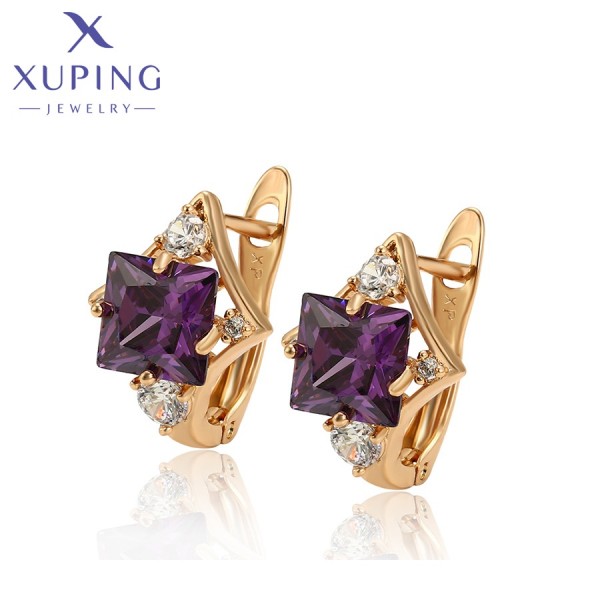

Серьги Xuping с фиолетовыми фианитами позолота 18К 6291000