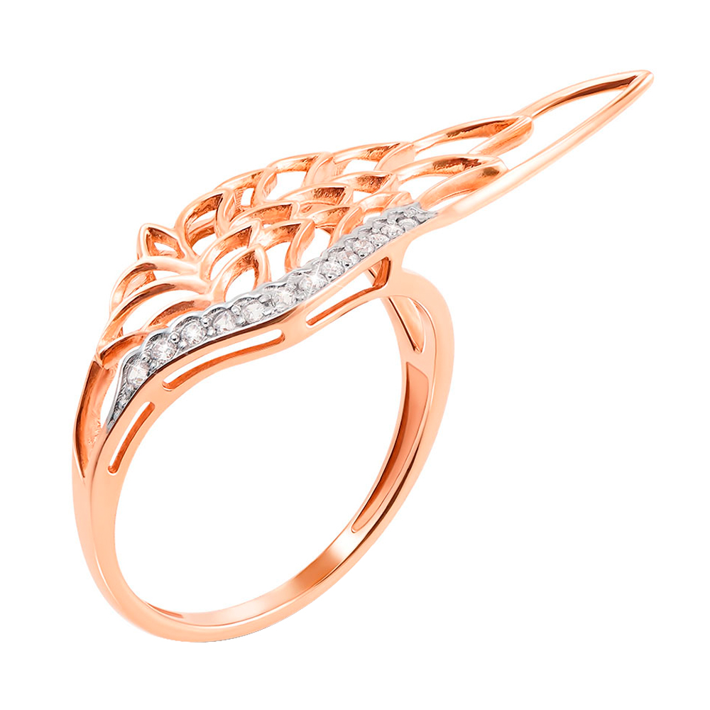 

Золотое кольцо Крыло в красном цвете 19.5 размера