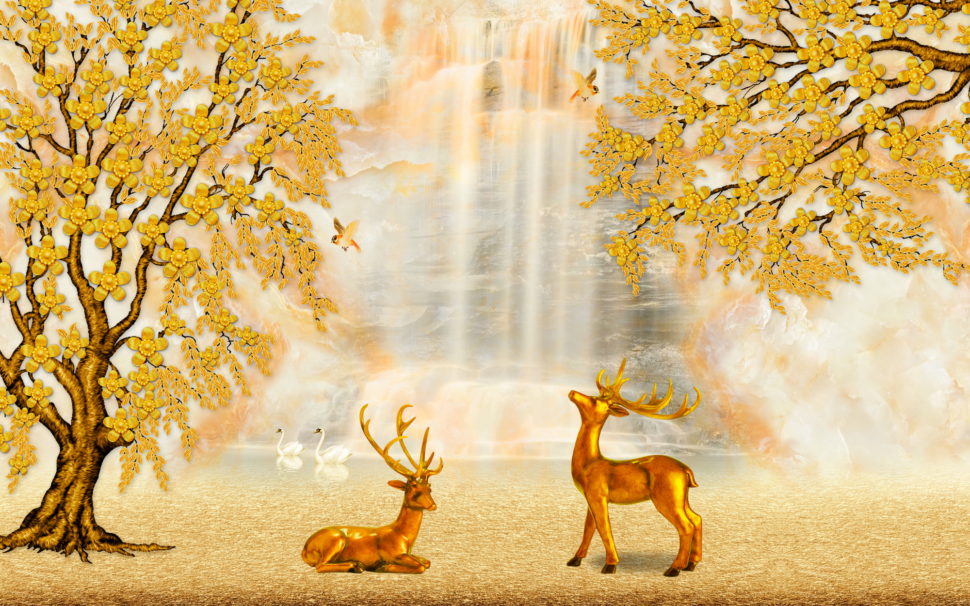 

Фотообои 3D 'Деревья и олени' (4368) , Гладь