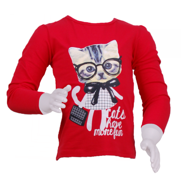 

Приятная к телу кофточка с кошечкой 2 года (87 см) O 30134-red красный цвет
