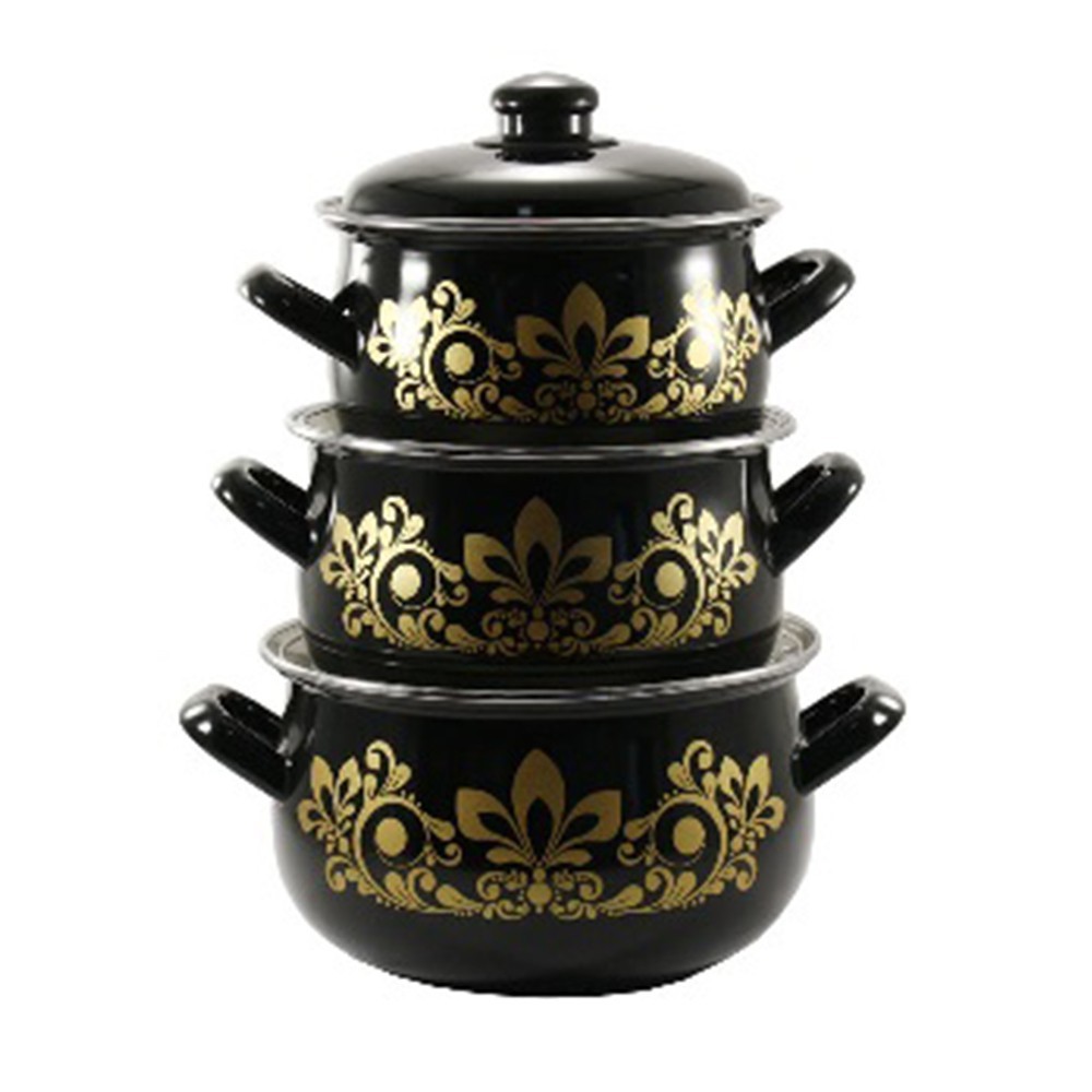 

Набор эмалированных кастрюль 3 предмета "Агат NEW" Турция Interos 566 BLACK