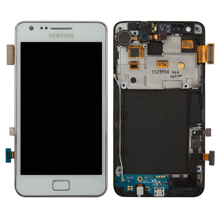 

Дисплей для Samsung I9105 Galaxy S2 Plus білий із сенсорним екраном з рамкою Original PRC