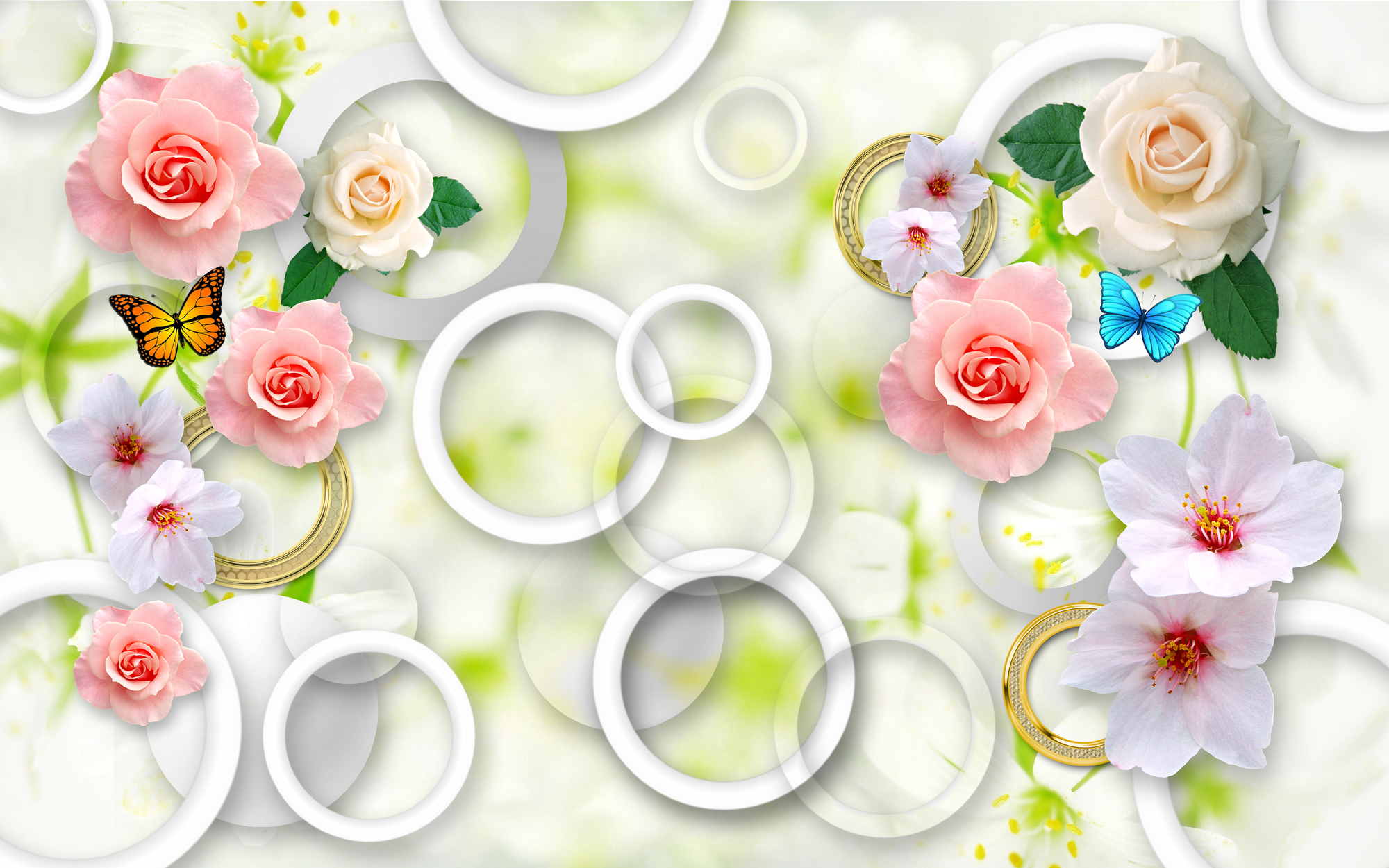 

Фотообои 3D '3D Цветы' (3437) , Штукатурка