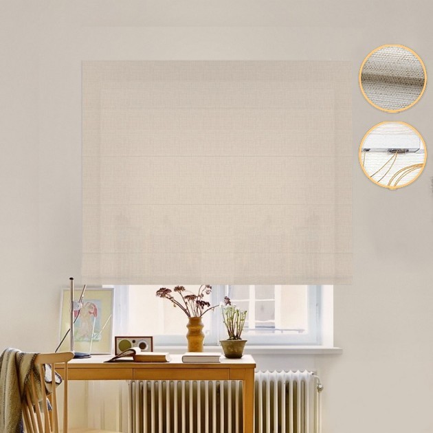 

Римские шторы DECOLIV Рогожка Premium СкайЛайн белый песок 190*170 см