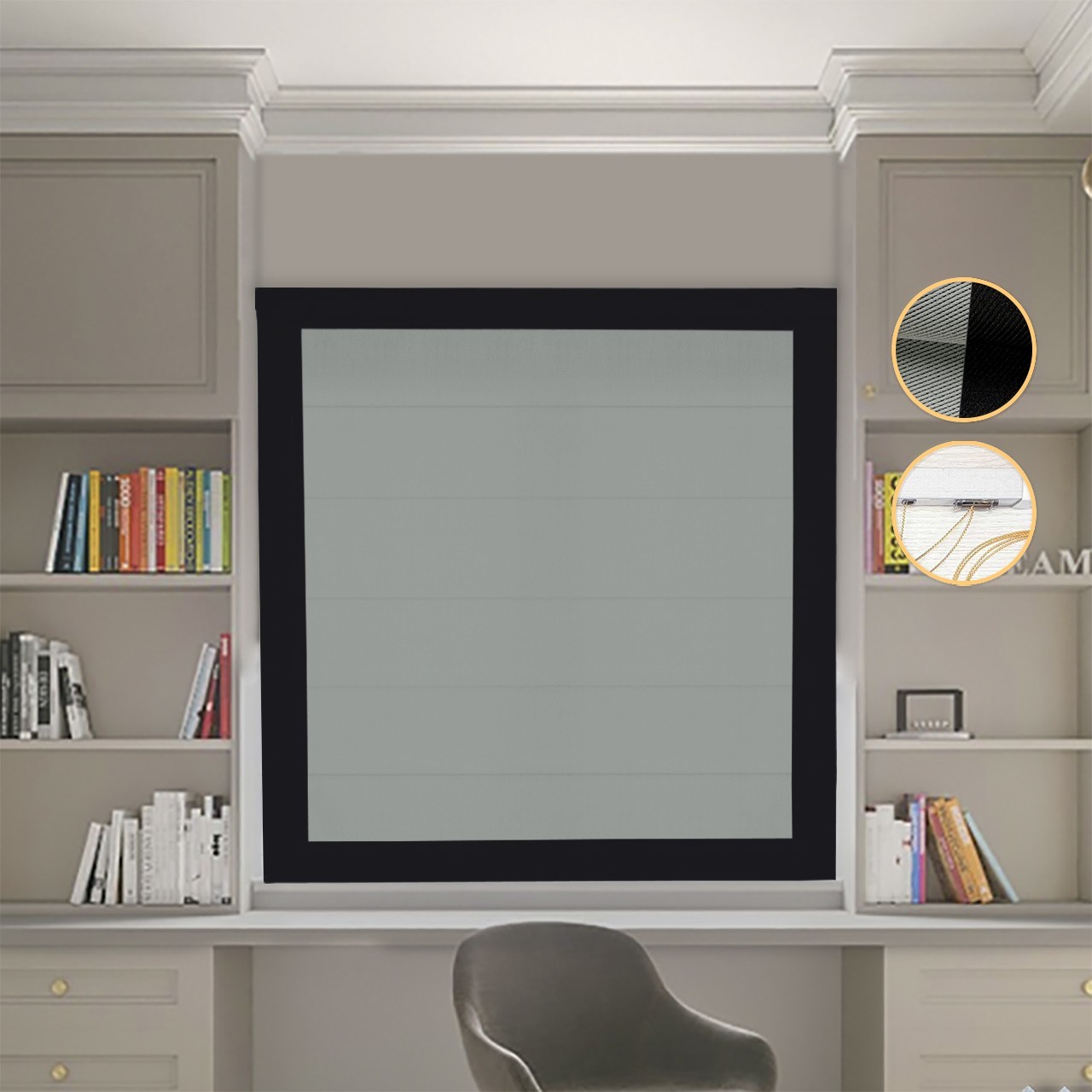 

Римские шторы DECOLIV Блэкаут Перфект оливковый с черными кантами 100*170 см